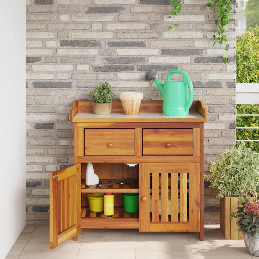 Armário de Jardim com gaveta Castanho 78 x 36.5 x 78cm