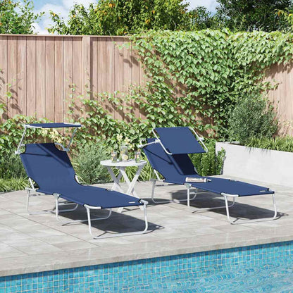 Espreguiçadeira 2-pessoa 2 pcs Azul 58 x 188 x 77cm tecido