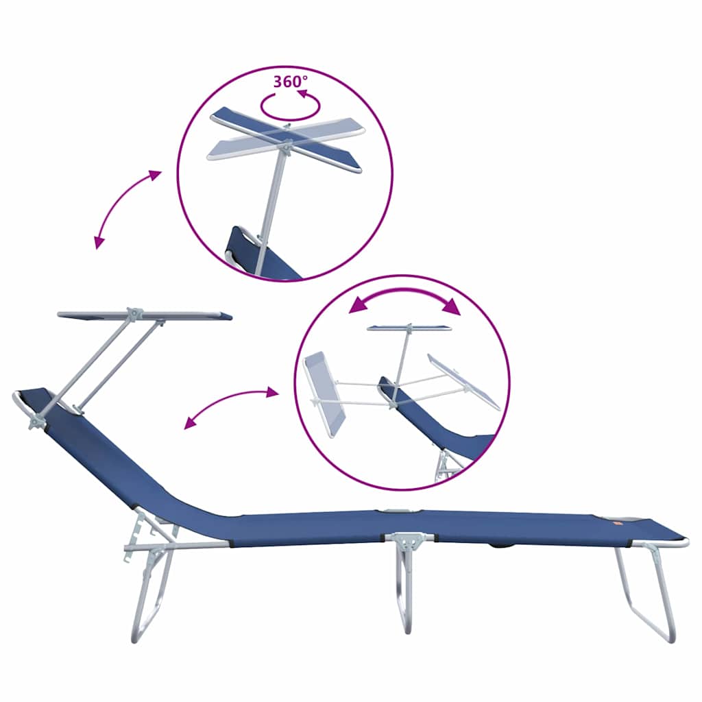 Espreguiçadeira 2-pessoa 2 pcs Azul 58 x 188 x 77cm tecido