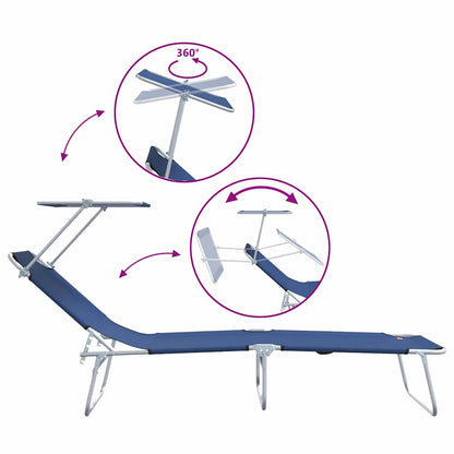 Espreguiçadeira 2-pessoa 2 pcs Azul 58 x 188 x 77cm tecido