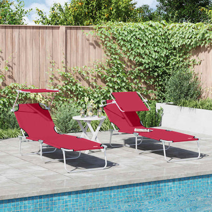 Espreguiçadeira 2-pessoa 2 pcs Vermelho 58 x 188 x 77cm tecido