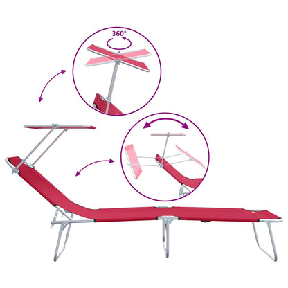 Espreguiçadeira 2-pessoa 2 pcs Vermelho 58 x 188 x 77cm tecido