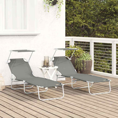 Espreguiçadeira 2-pessoa 2 pcs Cinzeto 58 x 188 x 77cm tecido