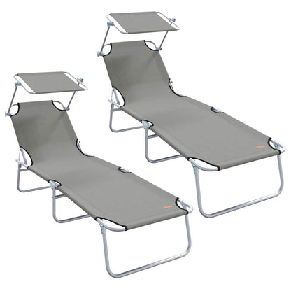 Espreguiçadeira 2-pessoa 2 pcs Cinzeto 58 x 188 x 77cm tecido