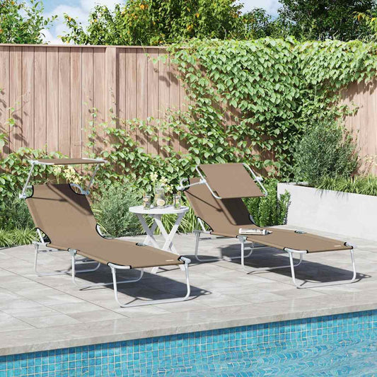 Espreguiçadeira 2 pcs Cinzento-acastanhado 58 x 188 x 77cm
