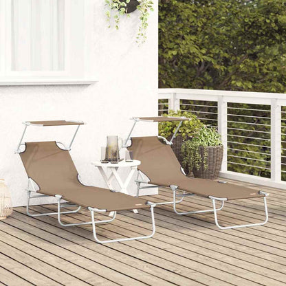 Espreguiçadeira 2 pcs Cinzento-acastanhado 58 x 188 x 77cm