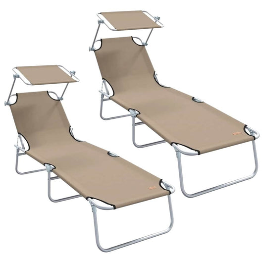 Espreguiçadeira 2 pcs Cinzento-acastanhado 58 x 188 x 77cm