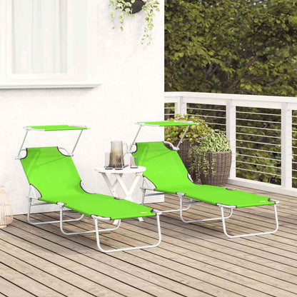 Espreguiçadeira 2-pessoa 2 pcs Verde 58 x 188 x 77cm tecido