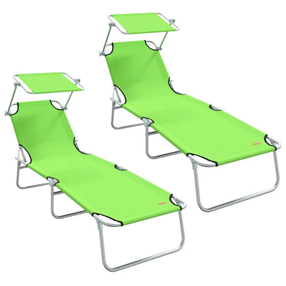 Espreguiçadeira 2-pessoa 2 pcs Verde 58 x 188 x 77cm tecido