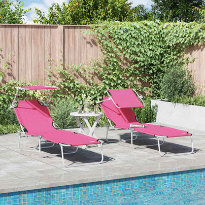 Espreguiçadeira 2-pessoa 2 pcs Rosa 58 x 188 x 77cm tecido