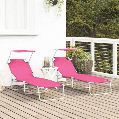 Espreguiçadeira 2-pessoa 2 pcs Rosa 58 x 188 x 77cm tecido