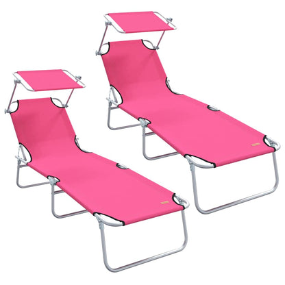 Espreguiçadeira 2-pessoa 2 pcs Rosa 58 x 188 x 77cm tecido