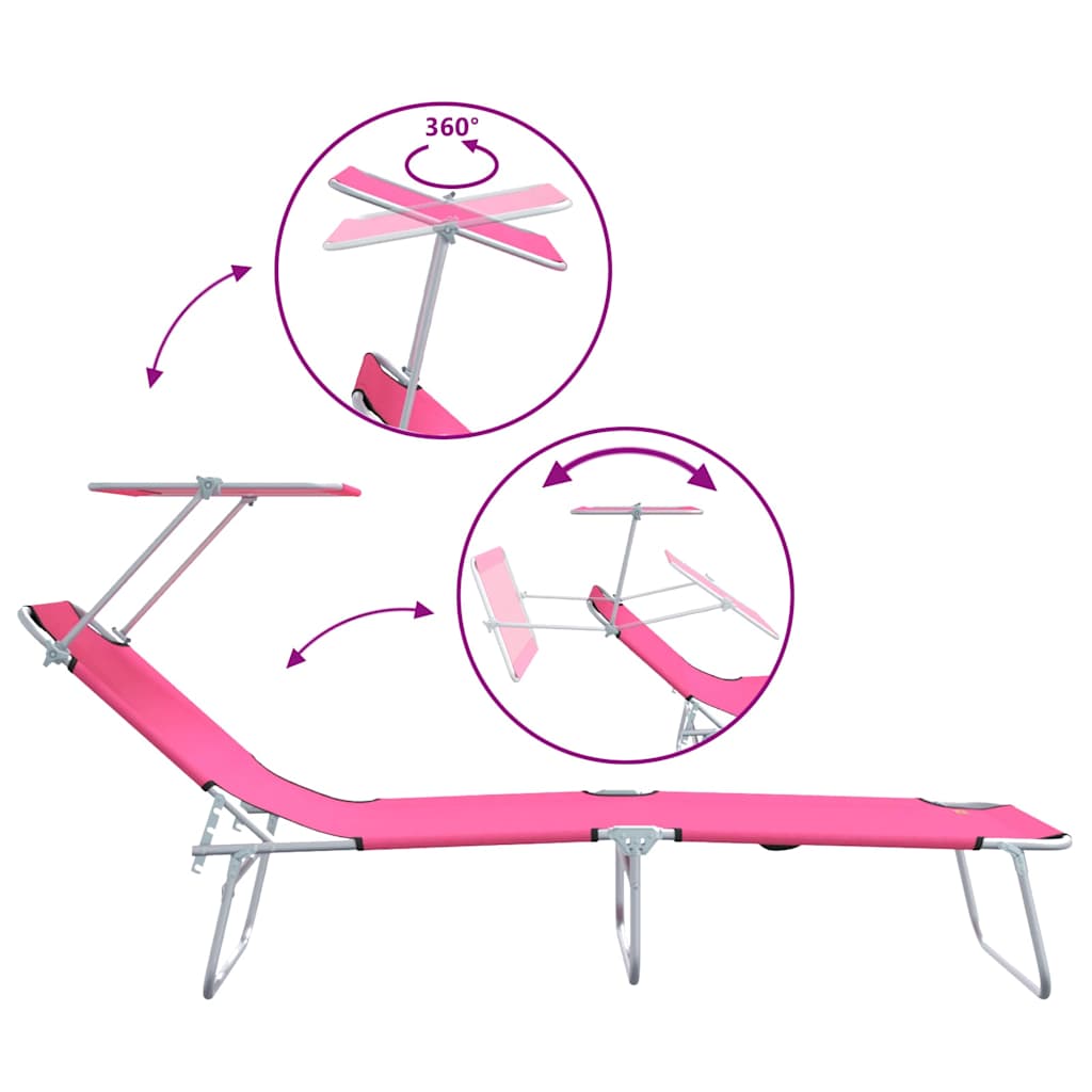 Espreguiçadeira 2-pessoa 2 pcs Rosa 58 x 188 x 77cm tecido