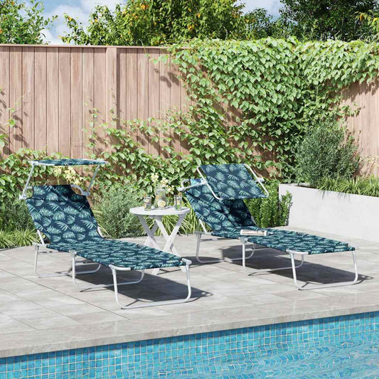 Espreguiçadeira 2-pessoa 2 pcs Verde 58 x 188 x 77cm tecido