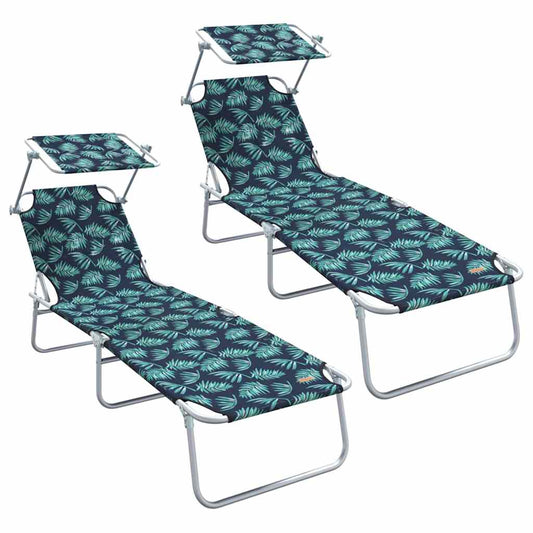 Espreguiçadeira 2-pessoa 2 pcs Verde 58 x 188 x 77cm tecido
