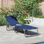 Espreguiçadeira dobrável 1-pessoa Azul 56 x 190 x 81cm tecido