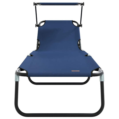 Espreguiçadeira dobrável 1-pessoa Azul 56 x 190 x 81cm tecido