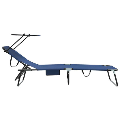 Espreguiçadeira dobrável 1-pessoa Azul 56 x 190 x 81cm tecido