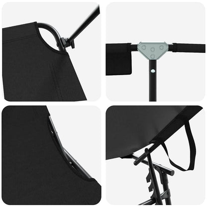 Espreguiçadeira dobrável 1-pessoa Preto 56 x 190 x 81cm tecido