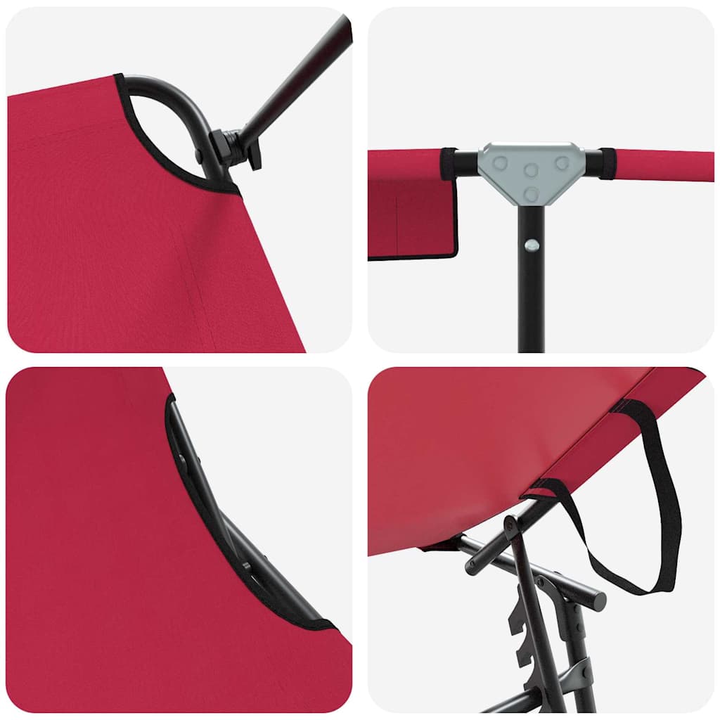 Espreguiçadeira dobrável Vermelho 56 x 190 x 81cm tecido