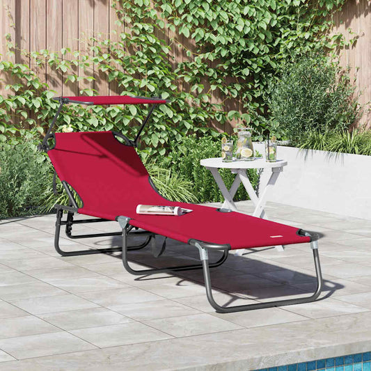 Espreguiçadeira dobrável Vermelho 56 x 190 x 81cm tecido