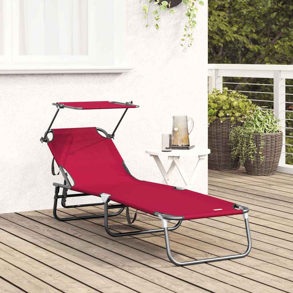 Espreguiçadeira dobrável Vermelho 56 x 190 x 81cm tecido