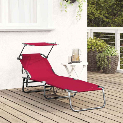 Espreguiçadeira dobrável Vermelho 56 x 190 x 81cm tecido