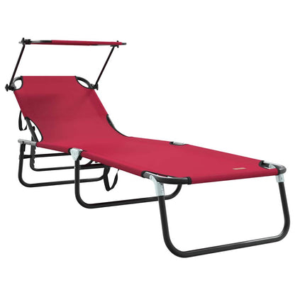 Espreguiçadeira dobrável Vermelho 56 x 190 x 81cm tecido
