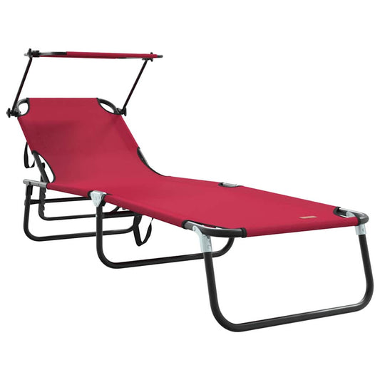 Espreguiçadeira dobrável Vermelho 56 x 190 x 81cm tecido