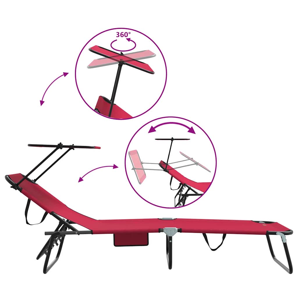 Espreguiçadeira dobrável Vermelho 56 x 190 x 81cm tecido