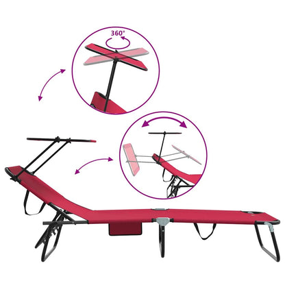 Espreguiçadeira dobrável Vermelho 56 x 190 x 81cm tecido