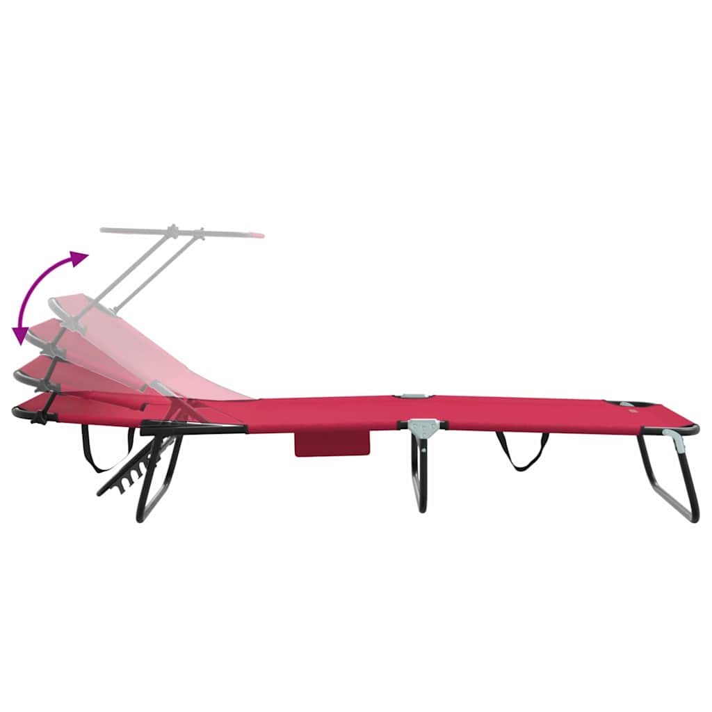 Espreguiçadeira dobrável Vermelho 56 x 190 x 81cm tecido