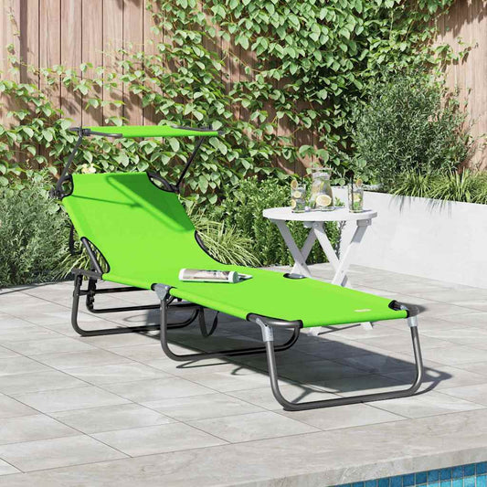 Espreguiçadeira dobrável 1-pessoa Verde 56 x 190 x 81cm tecido