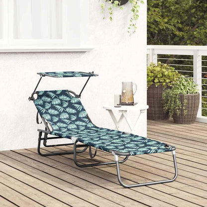 Espreguiçadeira dobrável 1-pessoa Verde 56 x 190 x 81cm tecido