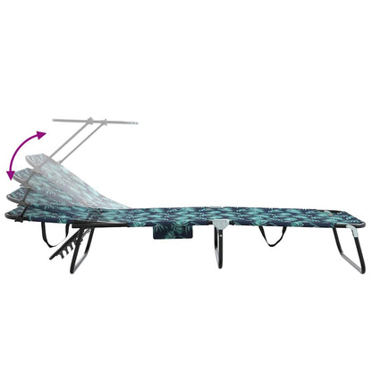 Espreguiçadeira dobrável 1-pessoa Verde 56 x 190 x 81cm tecido