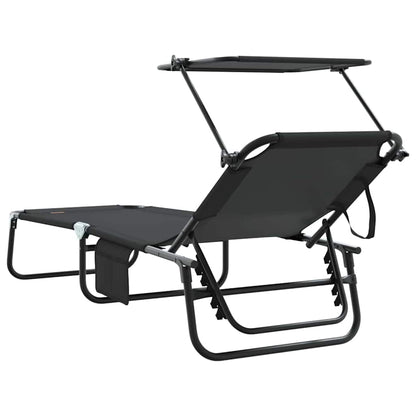 Espreguiçadeira dobrável 2 pcs Preto 56 x 190 x 81cm tecido