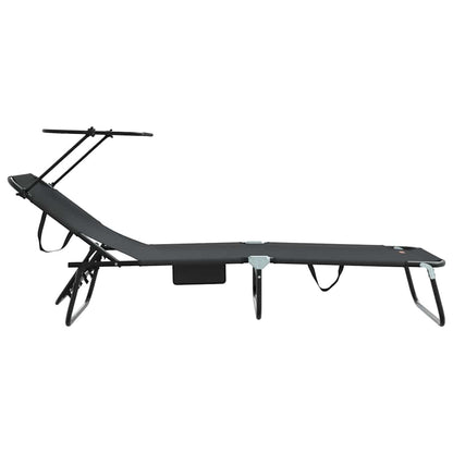 Espreguiçadeira dobrável 2 pcs Preto 56 x 190 x 81cm tecido