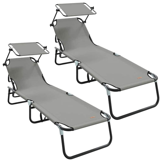 Espreguiçadeira dobrável 2 pcs Cinzeto 56 x 190 x 81cm tecido