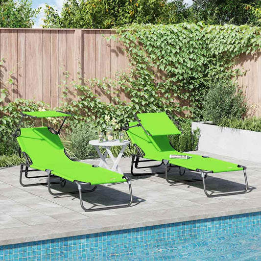 Espreguiçadeira dobrável 2 pcs Verde 56 x 190 x 81cm tecido
