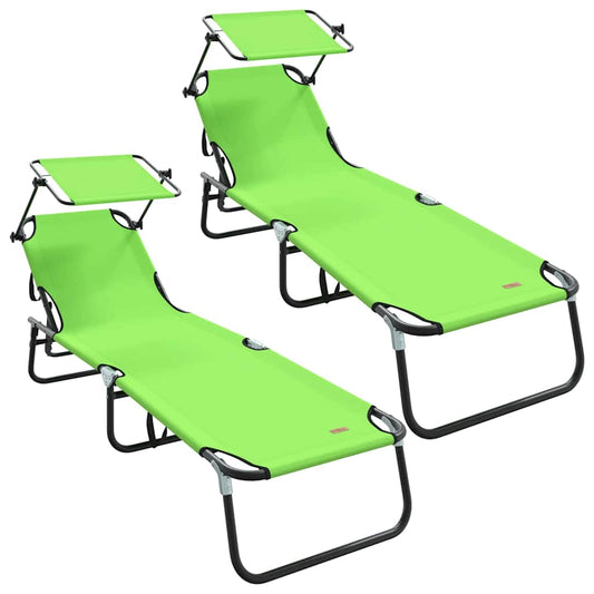 Espreguiçadeira dobrável 2 pcs Verde 56 x 190 x 81cm tecido