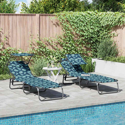 Espreguiçadeira dobrável 2 pcs Verde 56 x 190 x 81cm tecido