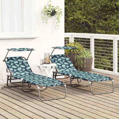 Espreguiçadeira dobrável 2 pcs Verde 56 x 190 x 81cm tecido
