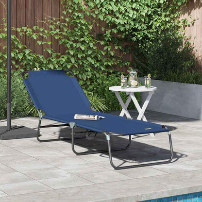 Espreguiçadeira dobrável 1-pessoa Azul 56 x 189 x 87cm tecido