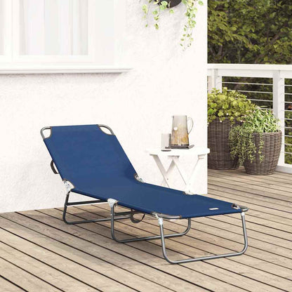 Espreguiçadeira dobrável 1-pessoa Azul 56 x 189 x 87cm tecido