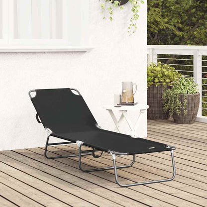 Espreguiçadeira dobrável 1-pessoa Preto 56 x 189 x 87cm tecido
