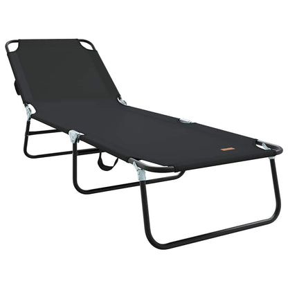 Espreguiçadeira dobrável 1-pessoa Preto 56 x 189 x 87cm tecido