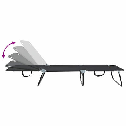 Espreguiçadeira dobrável 1-pessoa Preto 56 x 189 x 87cm tecido