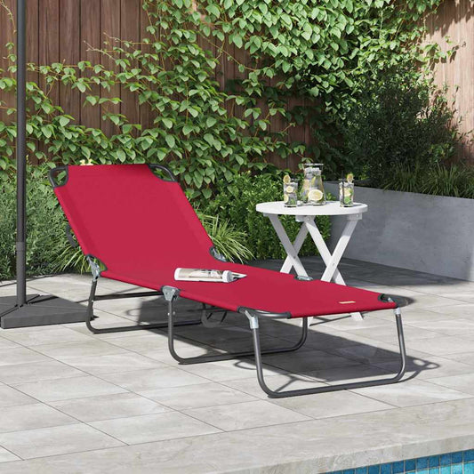 Espreguiçadeira dobrável Vermelho 56 x 189 x 87cm tecido