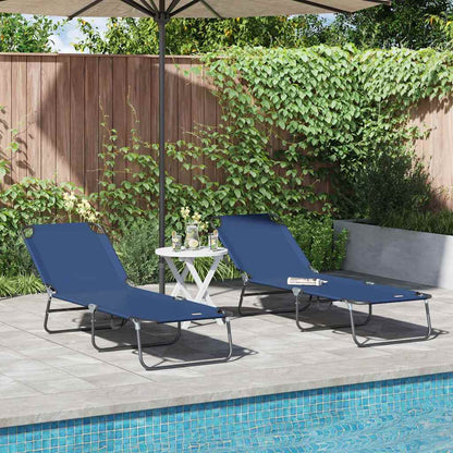 Espreguiçadeira dobrável 2 pcs Azul 56 x 189 x 87cm tecido