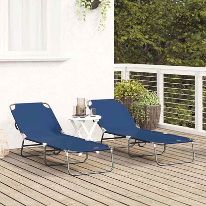 Espreguiçadeira dobrável 2 pcs Azul 56 x 189 x 87cm tecido